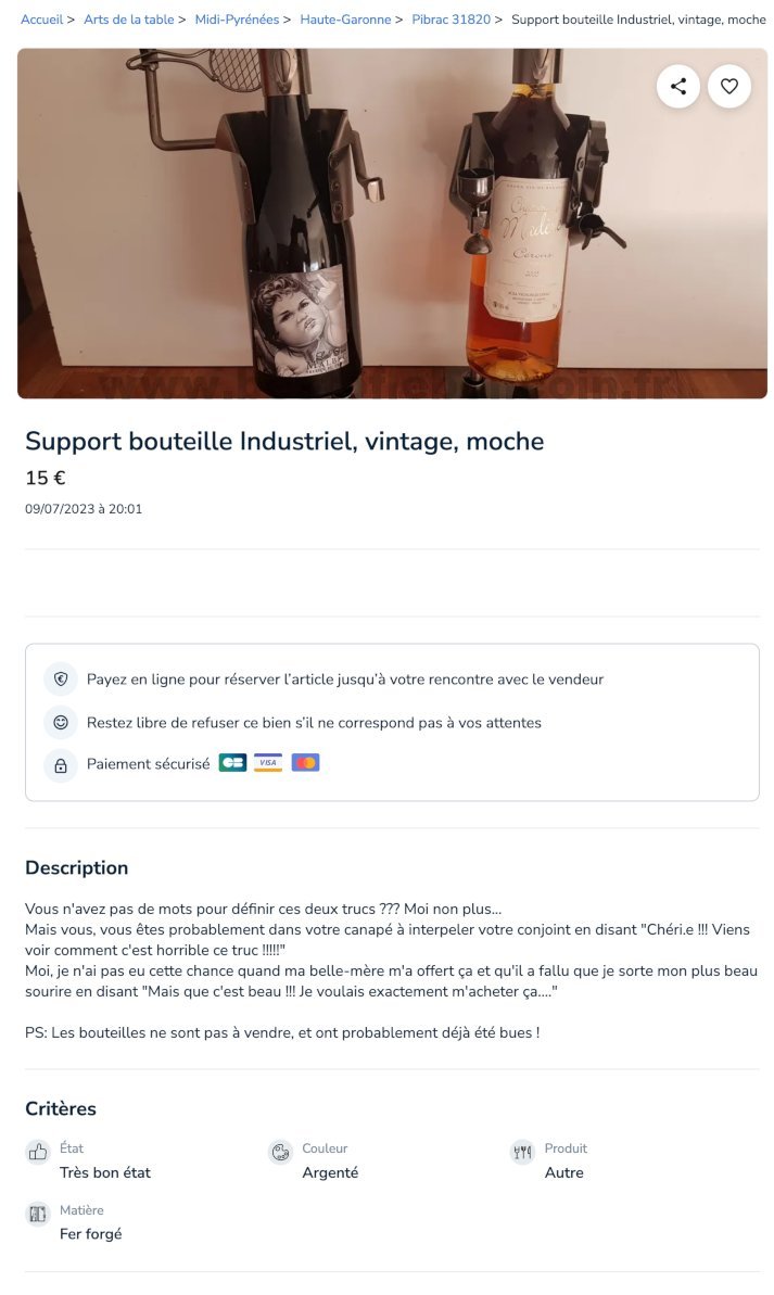 Support bouteille Industriel, vintage, moche