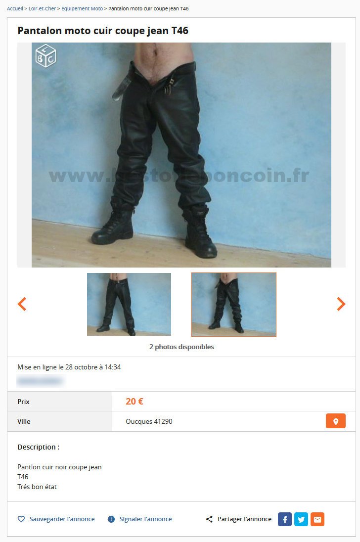 Pantalon moto cuir coupe jean T46