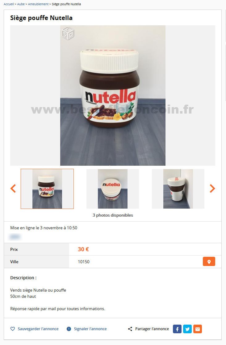 Siège pouffe Nutella