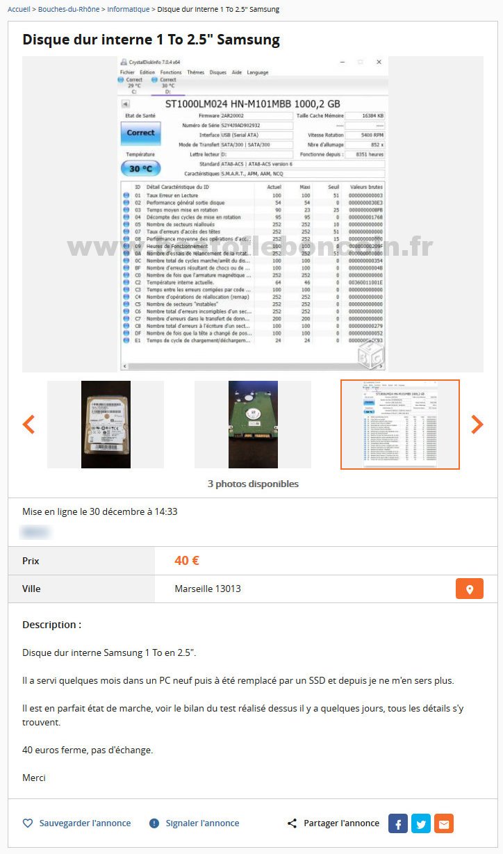 Disque dur interne 1 To 2.5" Samsung