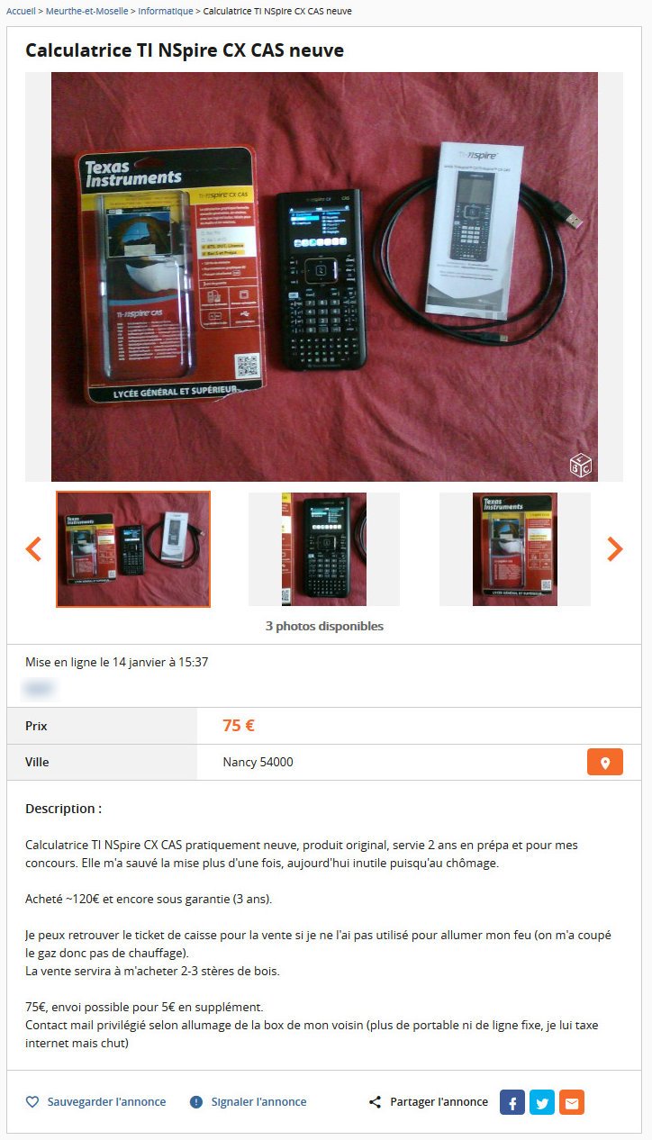 Calculatrice TI Nspire CX CAS neuve