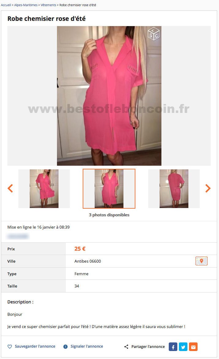 Robe chemisier rose d'été