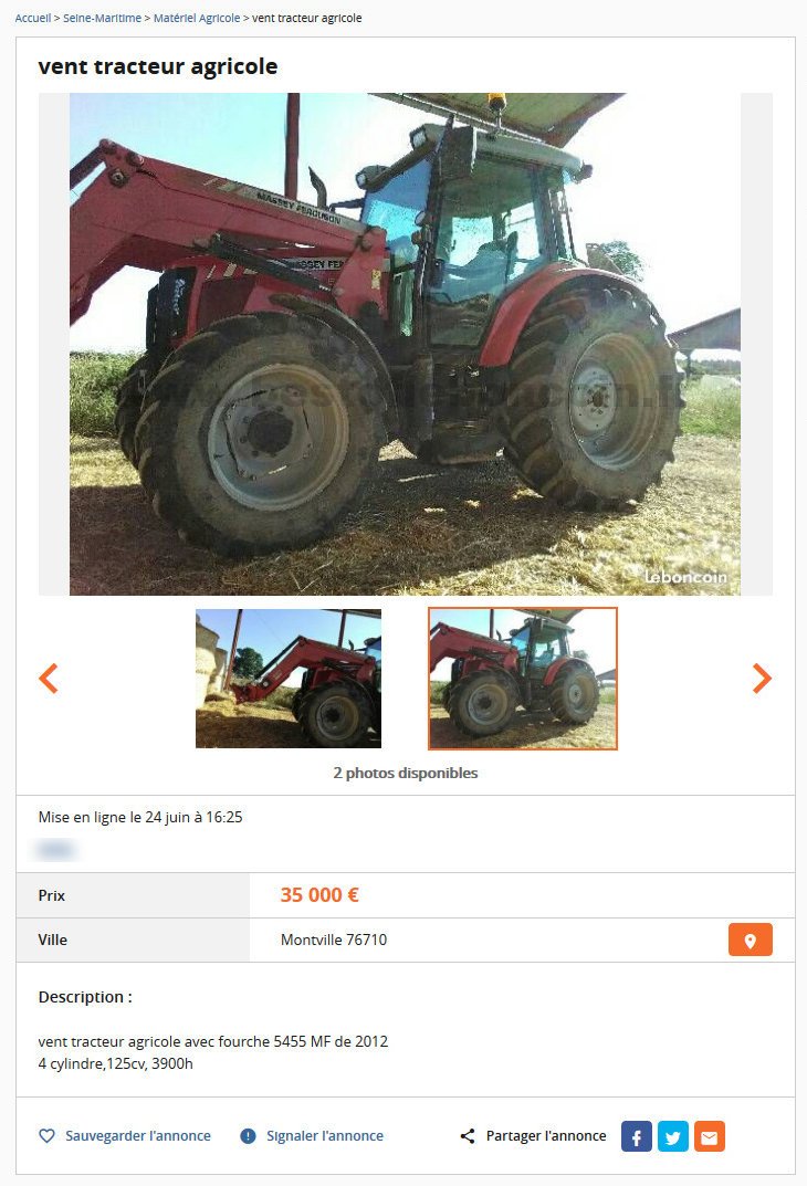 Vent tracteur agricole