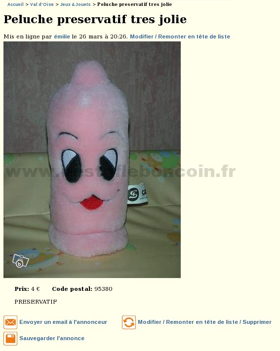 Peluche préservatif