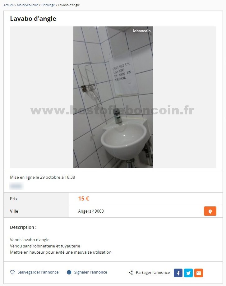 Lavabo d'angle