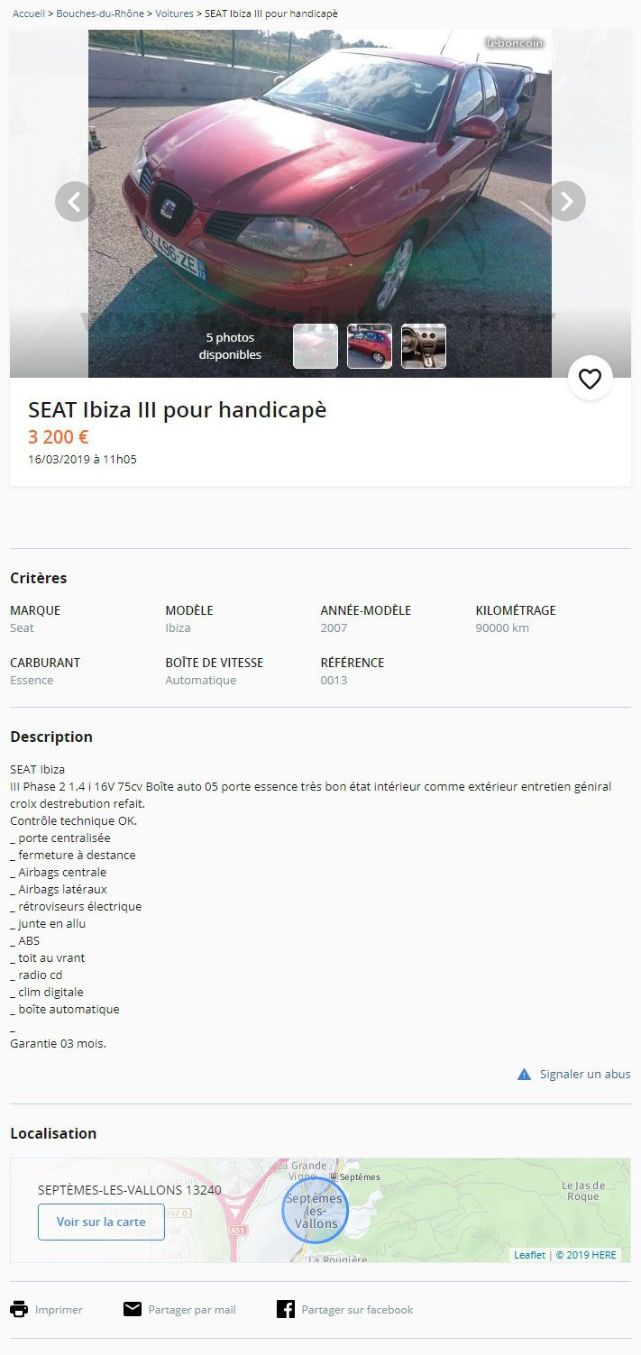 Seat Ibiza III pour handicapè