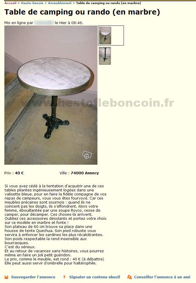 Table de Camping (en marbre)