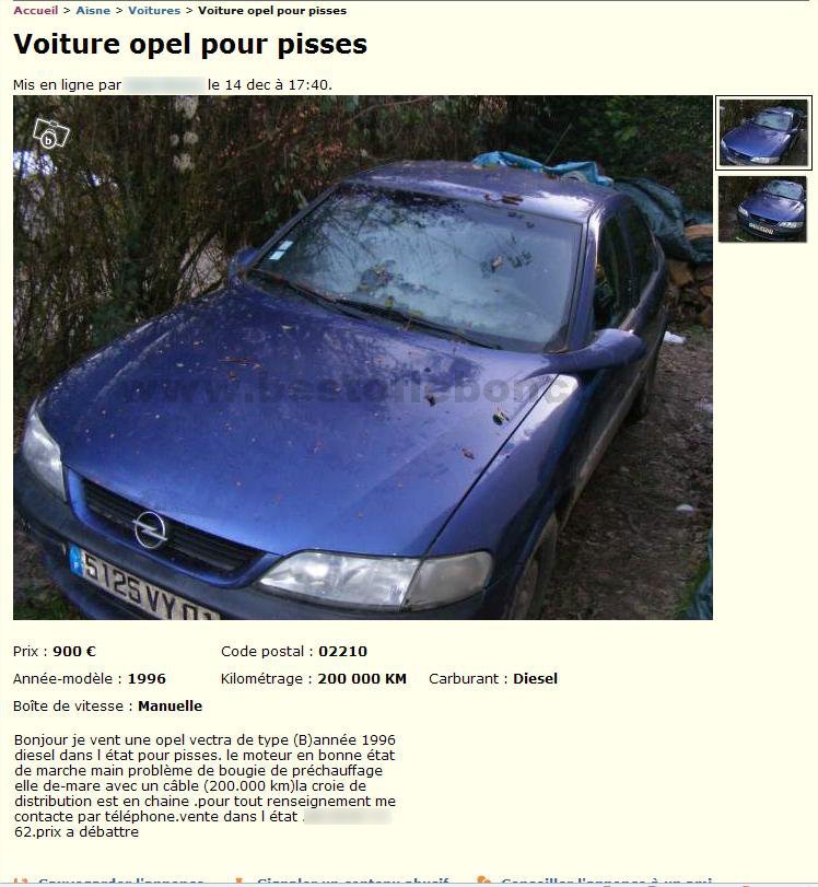 Voiture pour Pisses