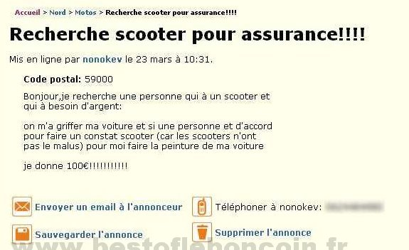 Cherche Scoot (pour fausse assurance)