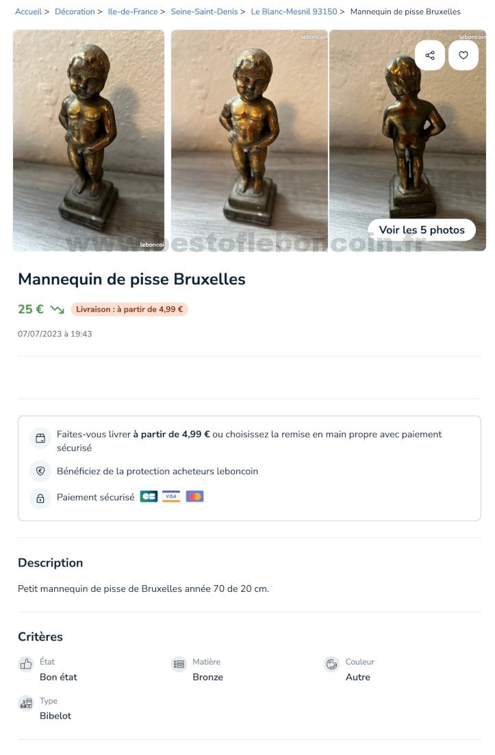Mannequin de pisse Bruxelles