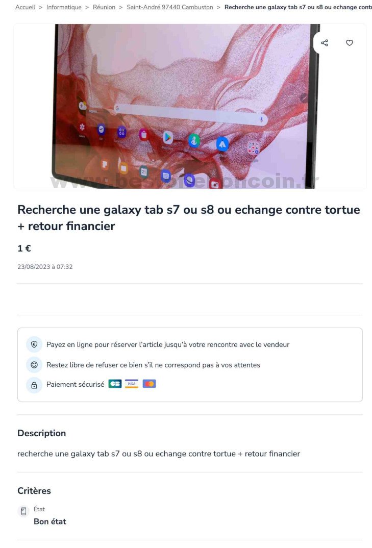 Recherche une galaxy tab s7 ou s8 ou echange contre tortue