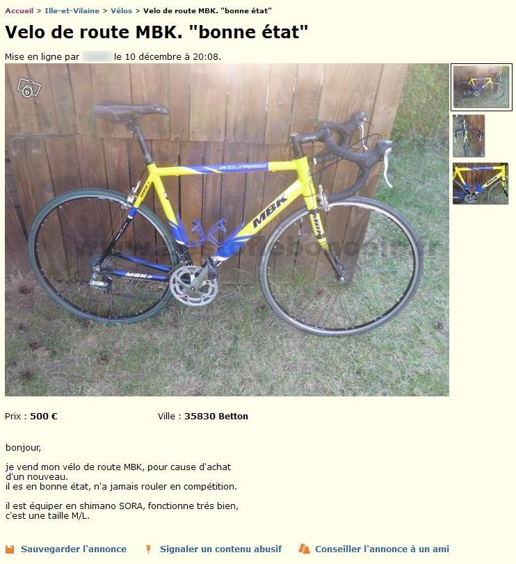 Vélo de route MBK