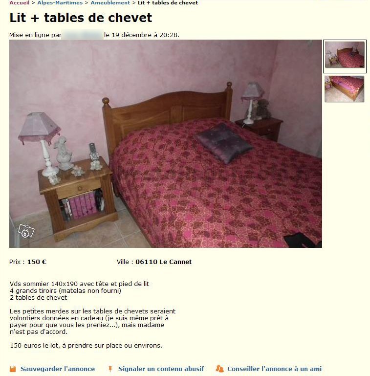 Lit et Table de Chevet