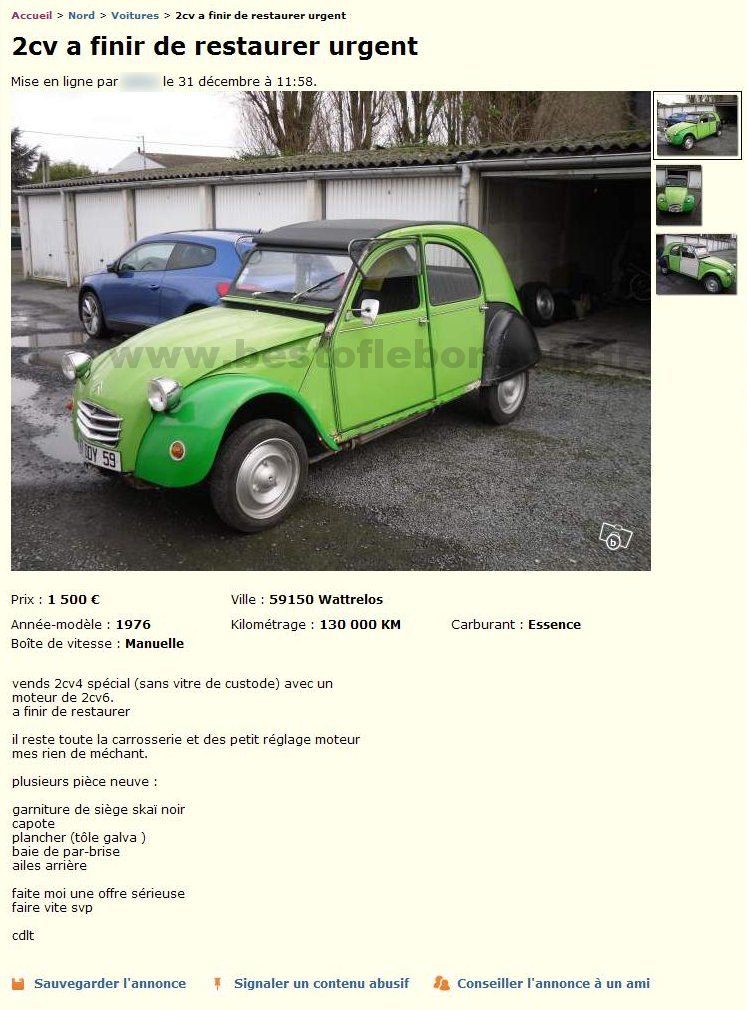 2CV à Restaurer