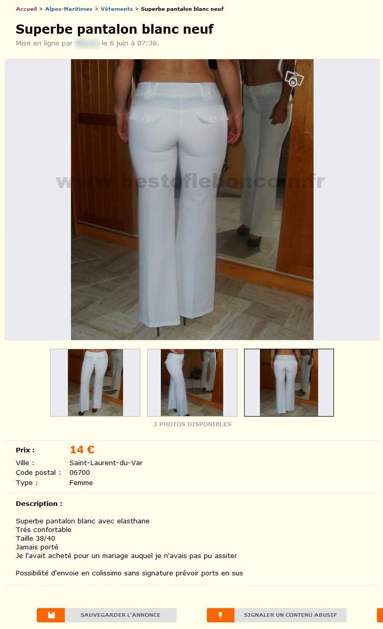 Superbe Pantalon Blanc Neuf