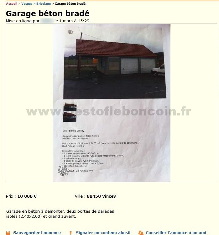 Garage Béton Bradé