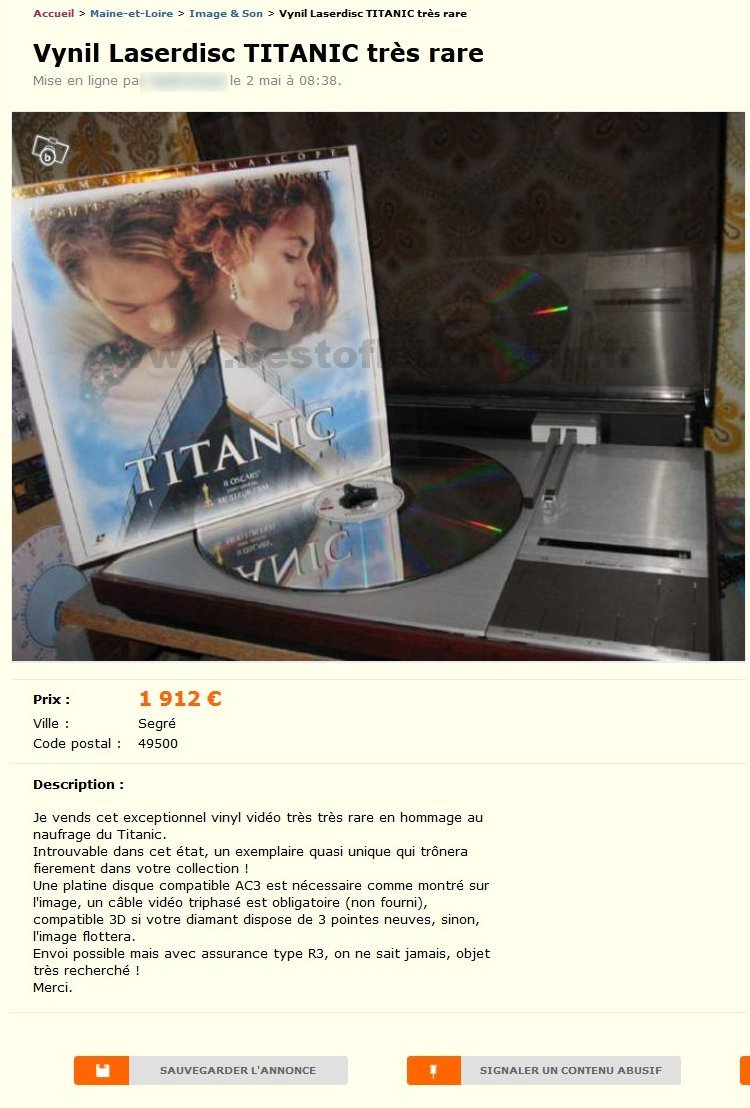 Vinyl Laserdisc Titanic