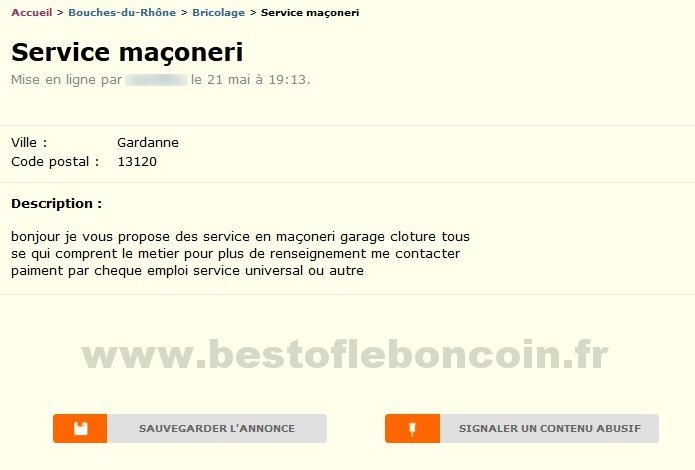 Service maconeri