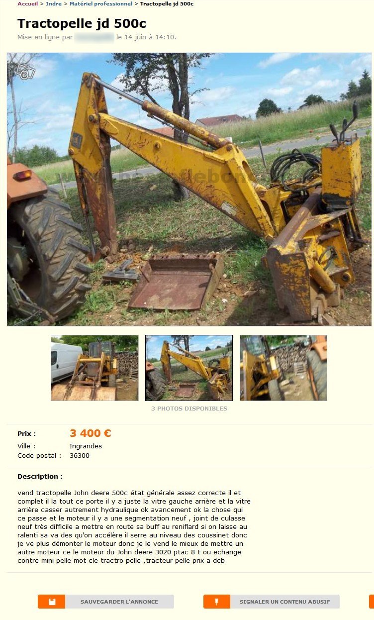 Tractopelle JD 500C