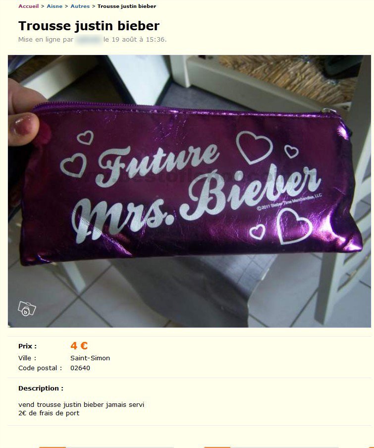 Trousse Justin Bieber