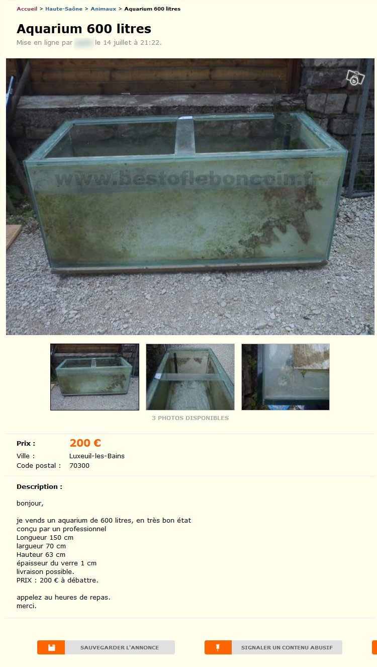 Aquarium 600 Litres