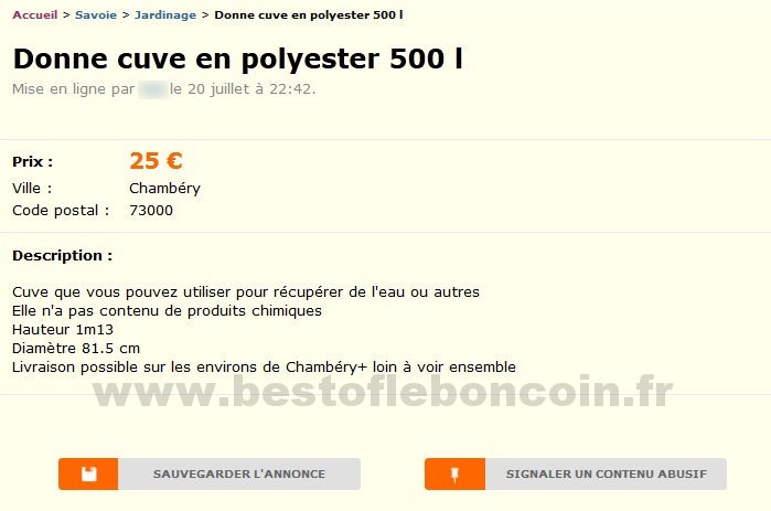 Donne Cuve en Polyester 500l