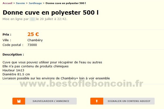 Donne Cuve en Polyester 500l