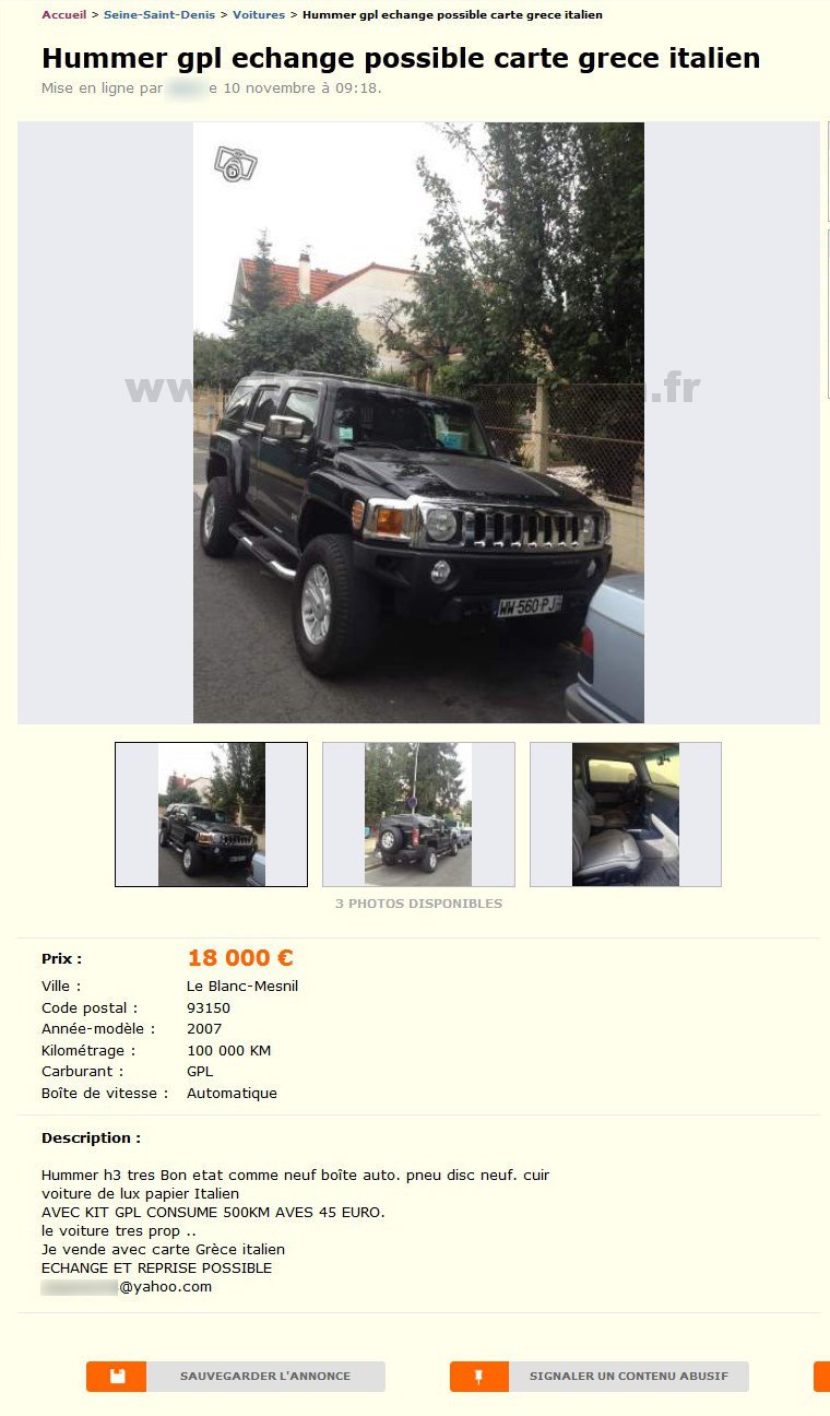 Hummer Carte Grece italien