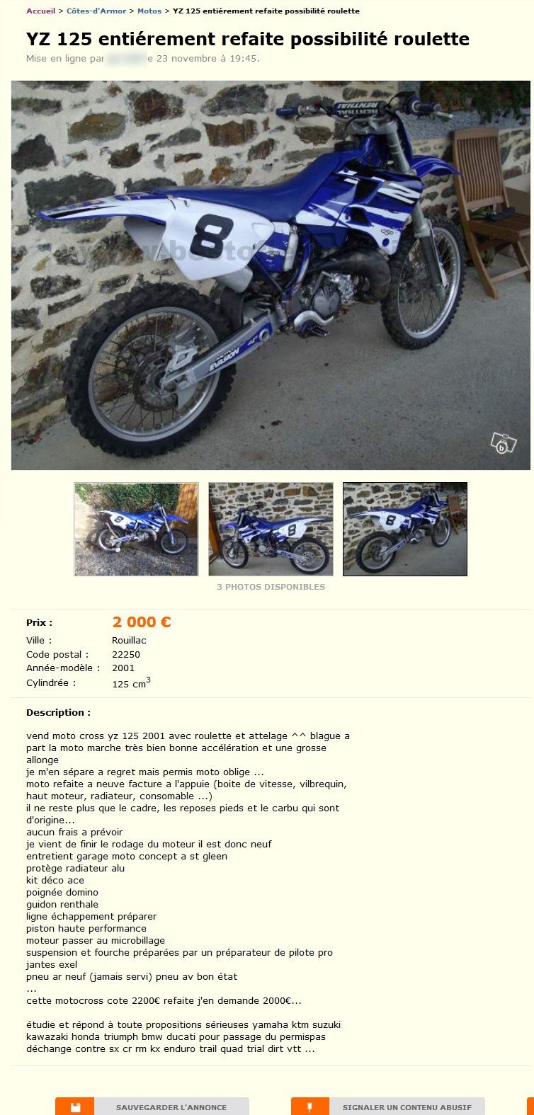 YZ 125 Refaite