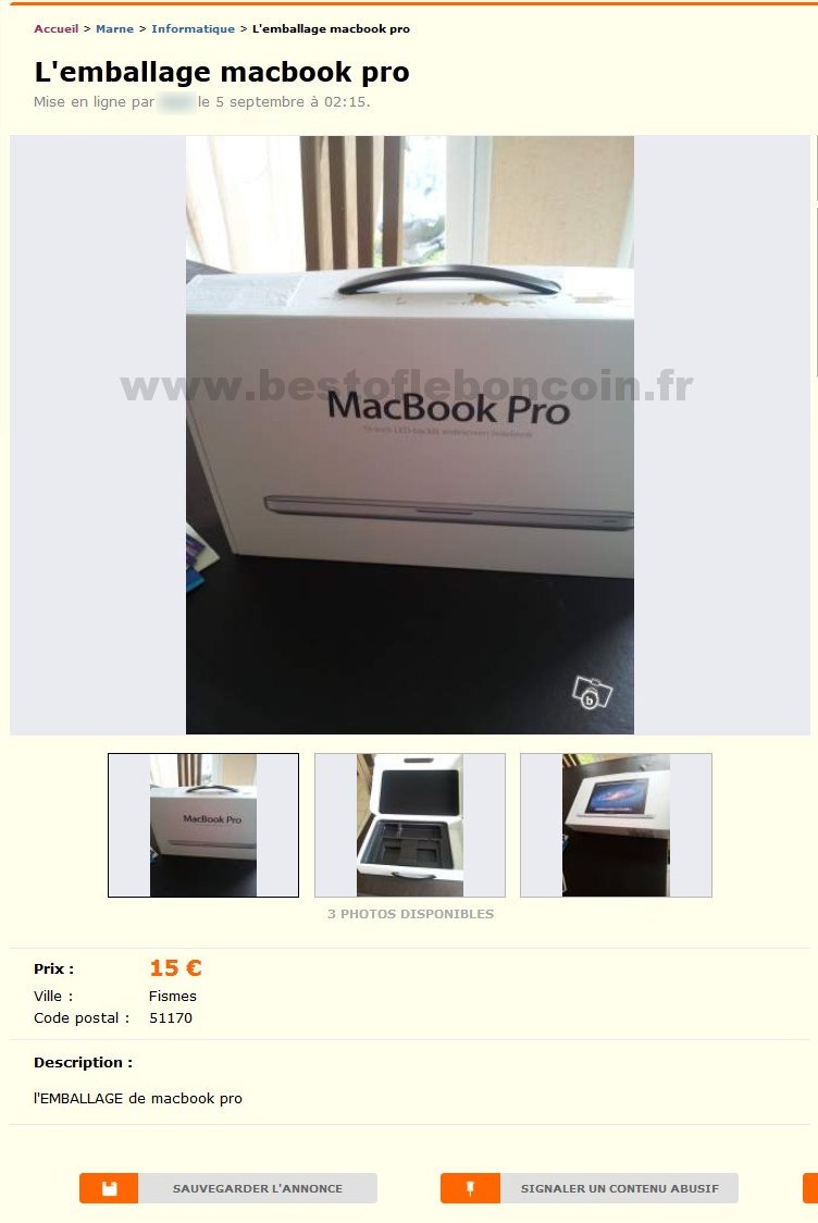 L'emballage Macbook Pro