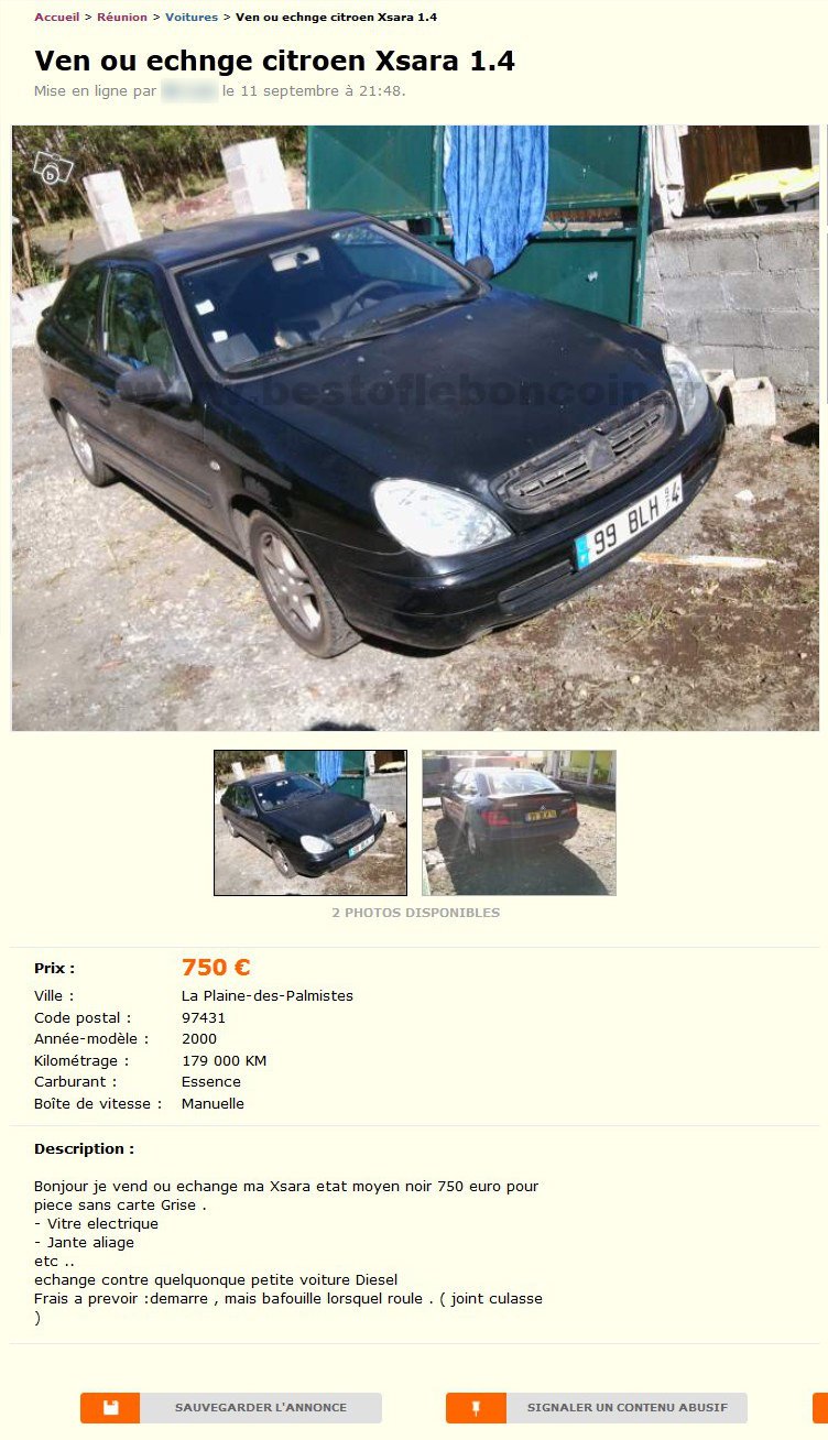 Ven ou echnge citroen Xsara 1.4