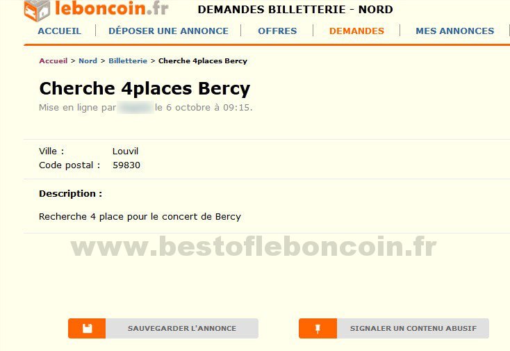Cherche 4 Places Bercy