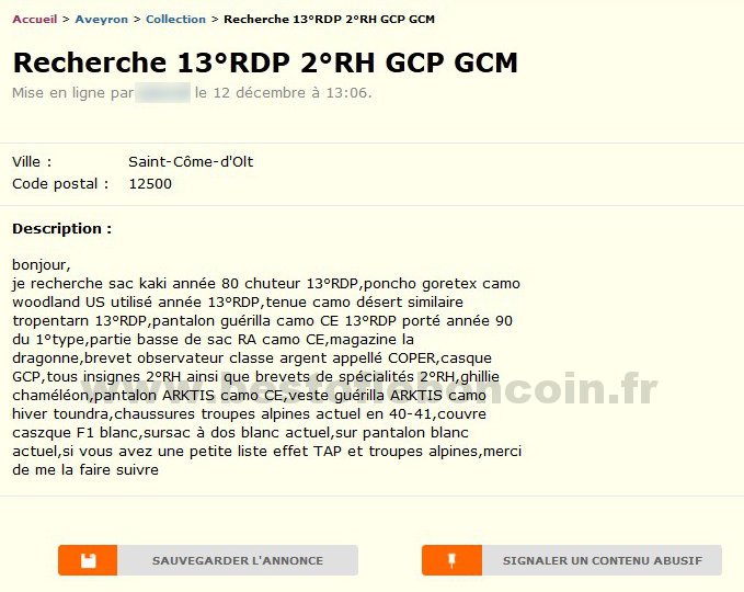 Recherche 13°RDP 2°RH GCP GCM