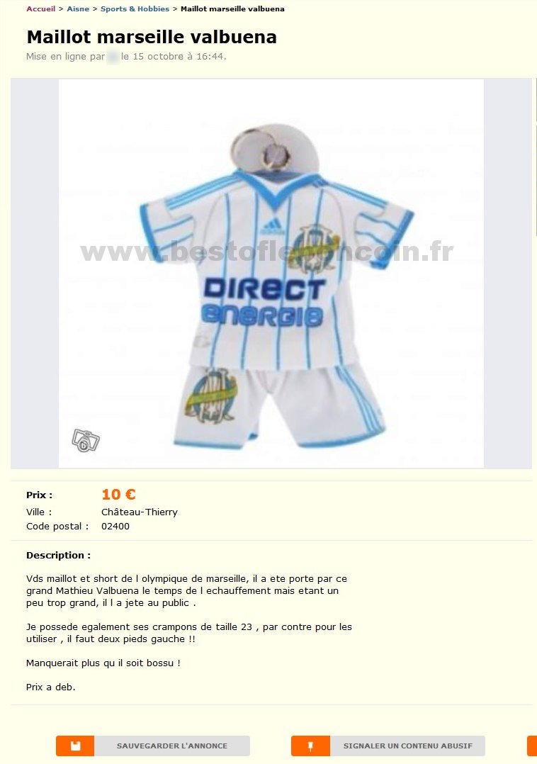 Maillot Marseille Valbuena