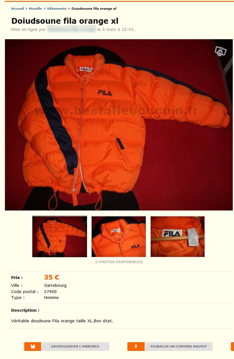 Doiudsoune Fila Orange XL