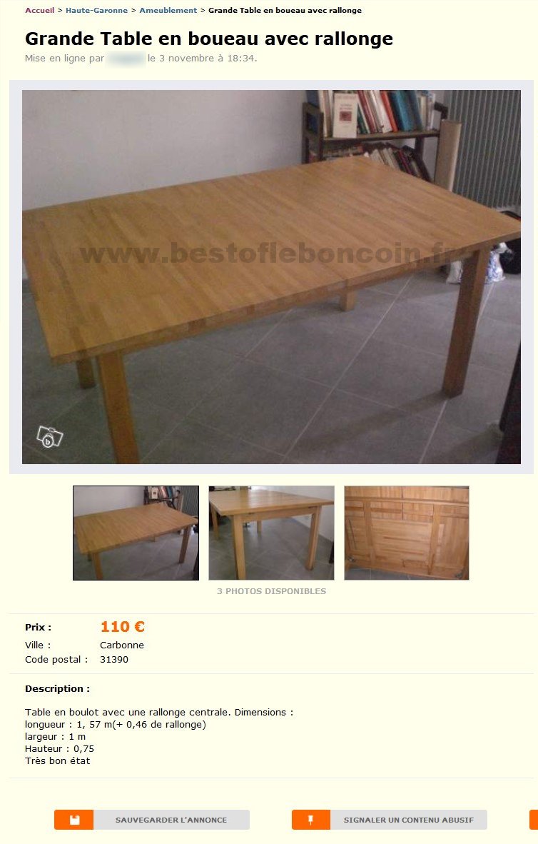 Grande Table en Boueau