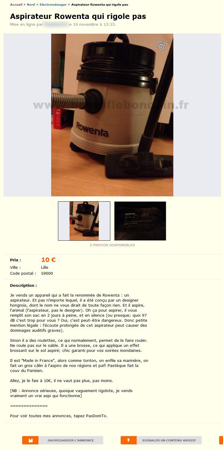 Aspirateur Rowenta qui rigole pas