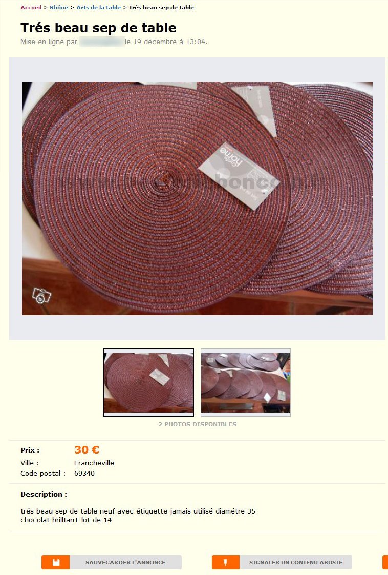 Trés Beau Sep de Table
