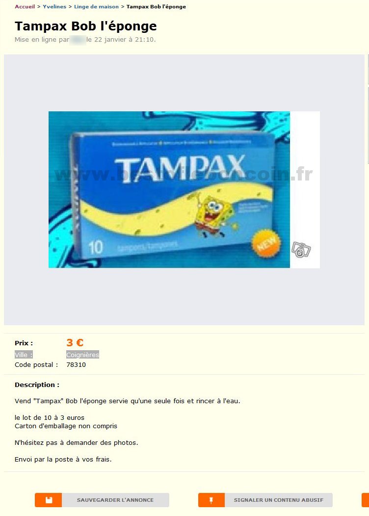 Tampax Bob l'Eponge