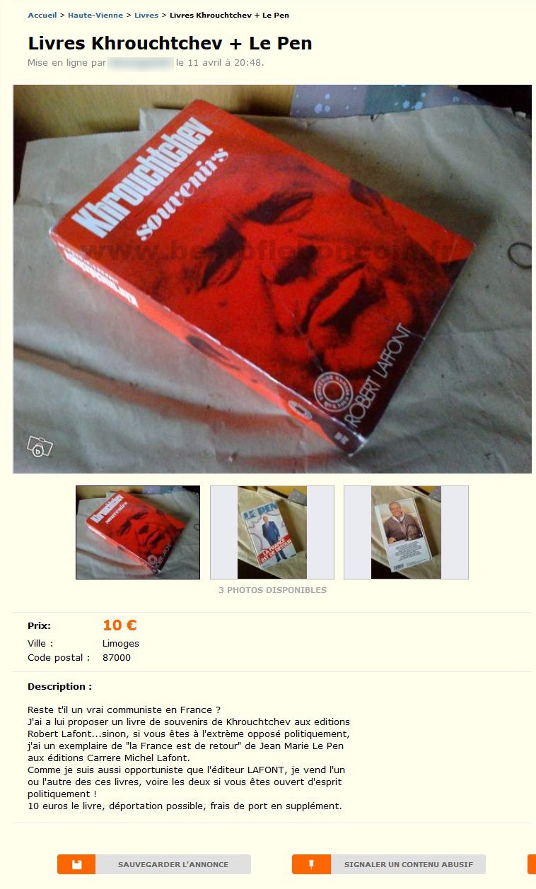 Livres Khrouchtchev + Le Pen