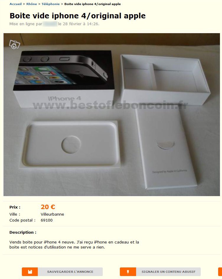 Boite vide iPhone 4 / Original Apple