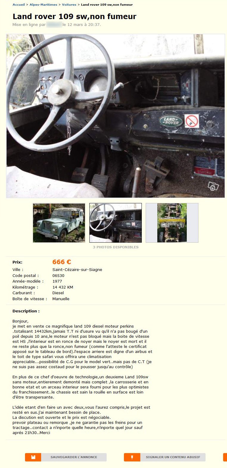 Land Rover 109SW non fumeur