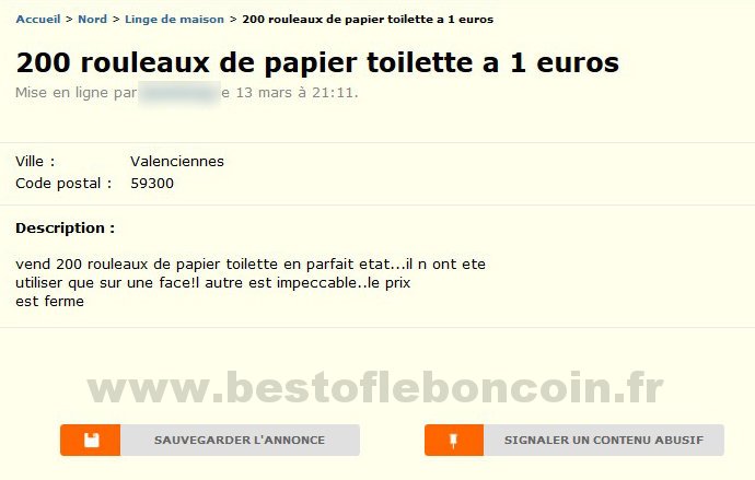 200 rouleaux de papier toilette a 1 euro