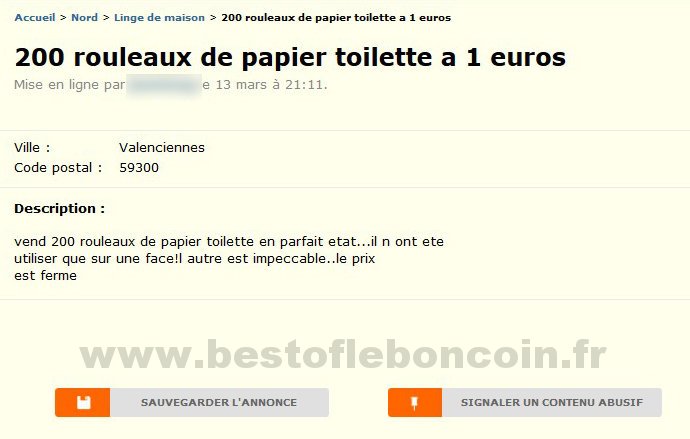 200 rouleaux de papier toilette a 1 euro