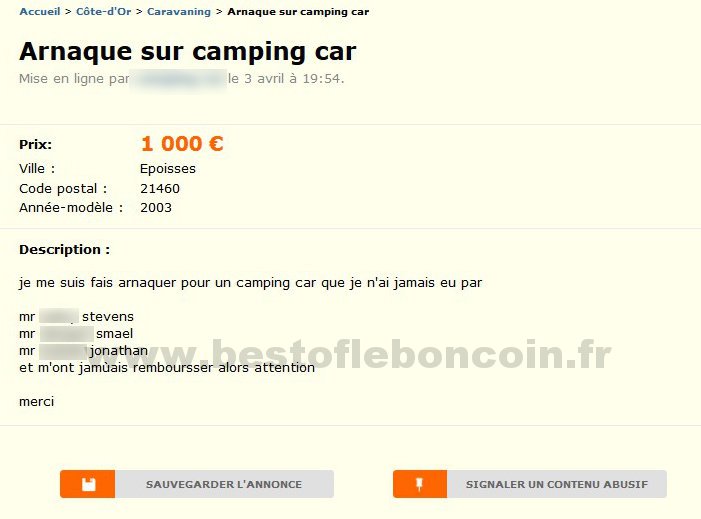 Arnaque Camping Car