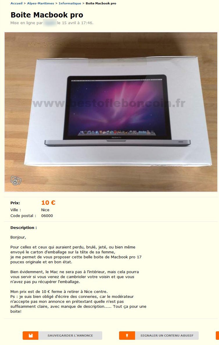 Boite MacBook Pro