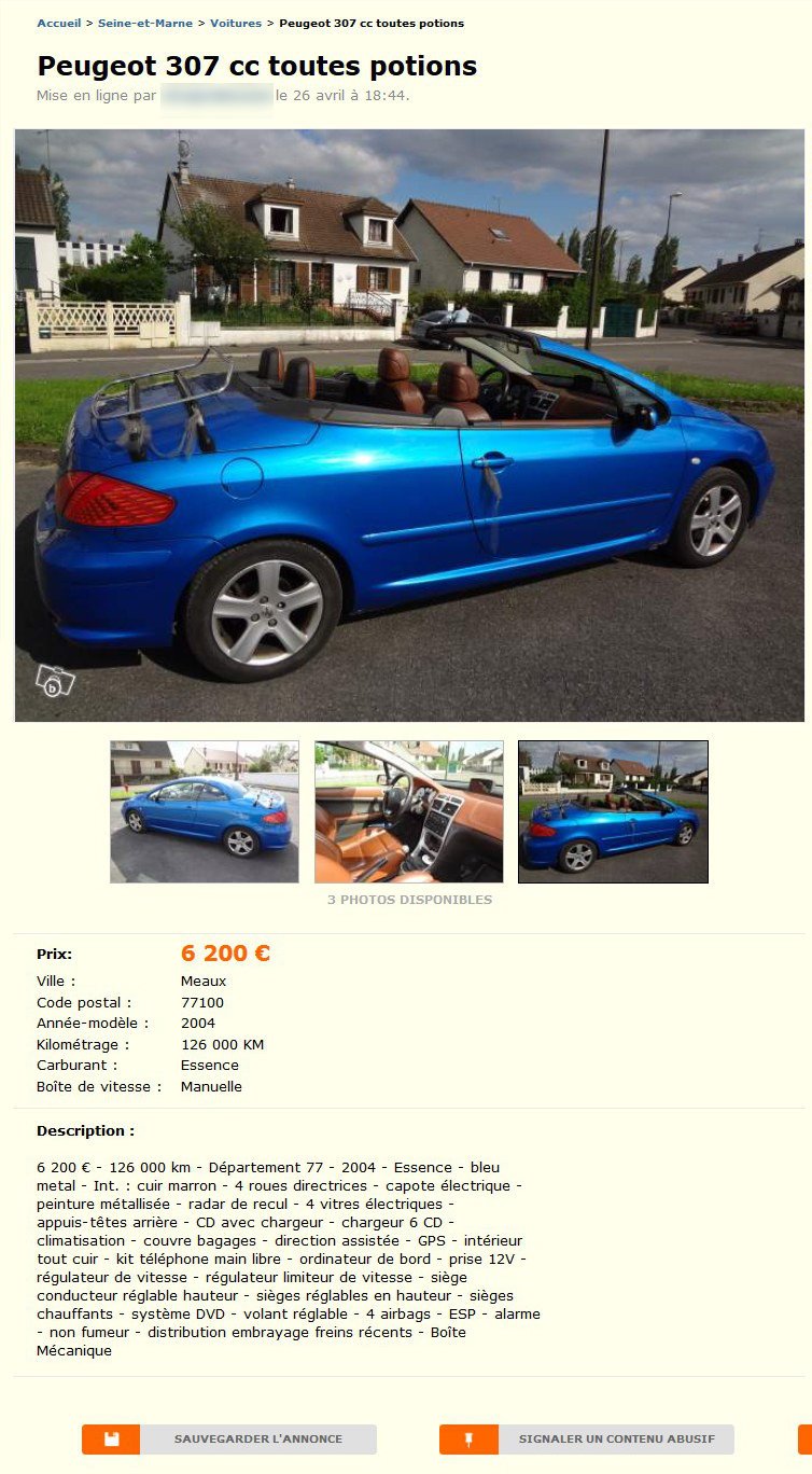 Peugeot 307 CC Toutes Potions