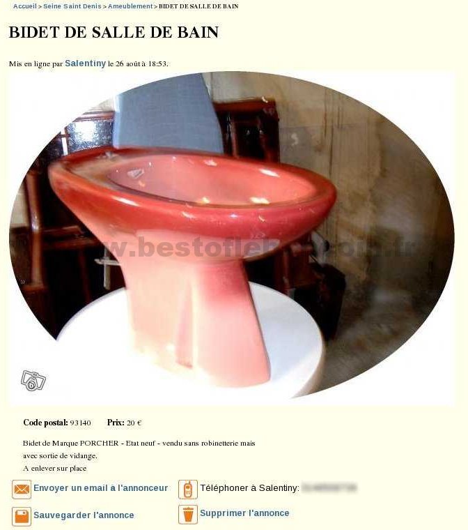 Bidet de salle de bain