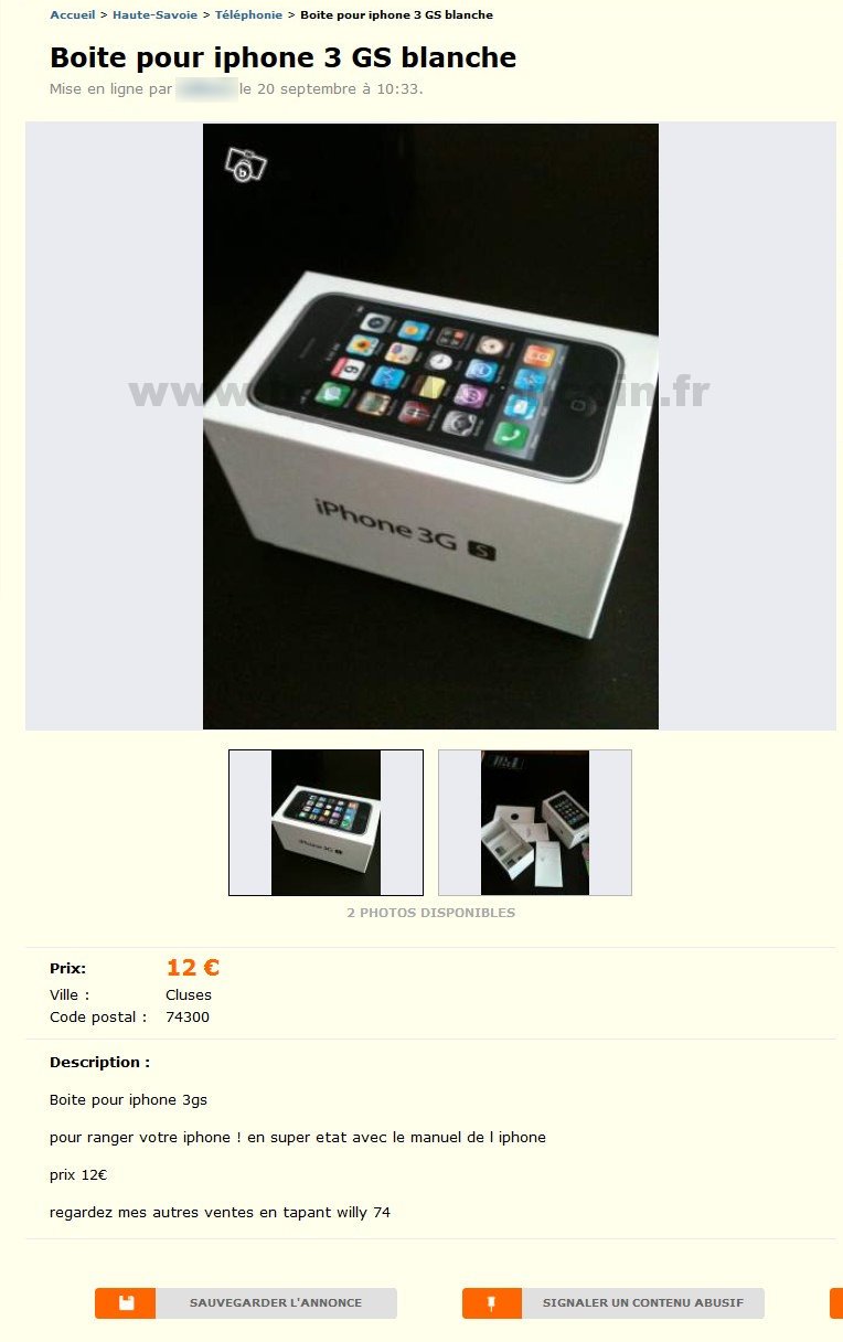 Boite pour iPhone 3GS BLanche