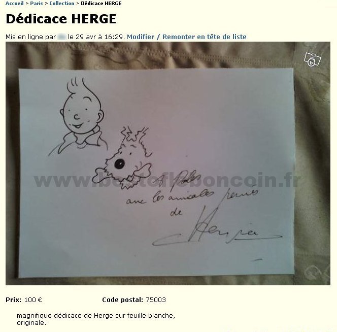Dédicace Hergé